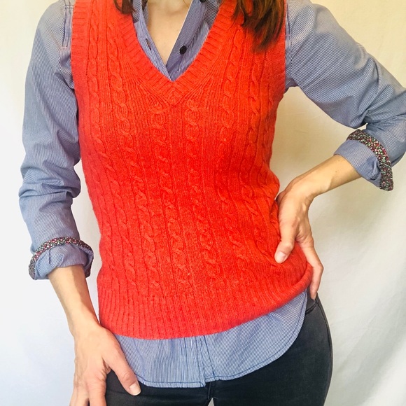 Jcrew Wool Orange Knit Sweater Vest 